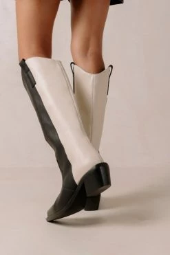 Outlet 🧨 Women's ALOHAS Mount Leather Cowboy Boot Black Cream 😍 -Dr. Martens Sales unnamed file 1276