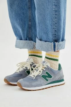 Hot Sale đ Women's New Balance 574 Vintage đ Sneaker Grey + Green đ