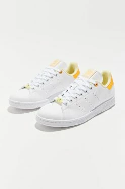 Brand new ❤️ Women's Adidas Stan Smith Vegan 👟 Sneaker Cloud White + Almost Yellow + Orange Rush 🎁