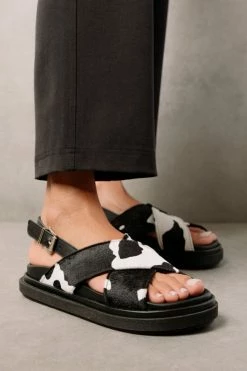 Dr. Martens Sales 43 Wholesale 🛒 Women's ALOHAS Marshmallow Leather Cow Print Slingback 🩴 Sandal Bellow 🤩