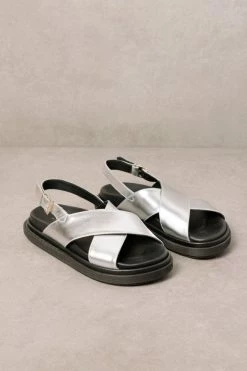 Discount 🧨 Women's ALOHAS Marshmallow Leather Slingback 🩴 Sandal Shimmer Silver 💯 -Dr. Martens Sales unnamed file 1450