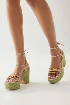 Cheapest 🔥 Urban Outfitters 👩 Women's UO Marabelle Beaded Platform Heel Neutral 🤩