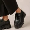 Budget 🎁 Women's ALOHAS Tycoon Leather Platform Lace-Up Loafer Black ✔️