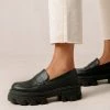 Wholesale 😀 Women's ALOHAS Trailblazer Vegan Leather Platform Lug Loafer Corn Black ✔️