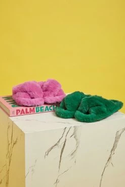 Best deal 😍 Women's APPARIS Biba Faux Fur Slippers Verdant Green 👍