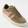 Hot Sale 🛒 Women's Gola Classics Grandslam Suede 👩 Women’s 👟 Sneaker Khaki + Coral Pink ✨
