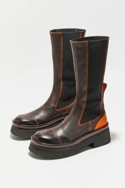 Buy 🔔 Women's E8 By Miista Mae Tall Leather Boot Brown + Orange 😀