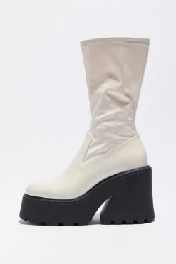 Cheapest 🤩 Women's Steve Madden Arrow Platform Boot Ivory ⌛